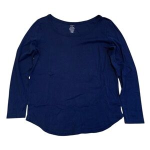 💜 George Navy Blue Long Sleeve T-Shirt XL/TG 100% Cotton Scoop Neck Tee Basic